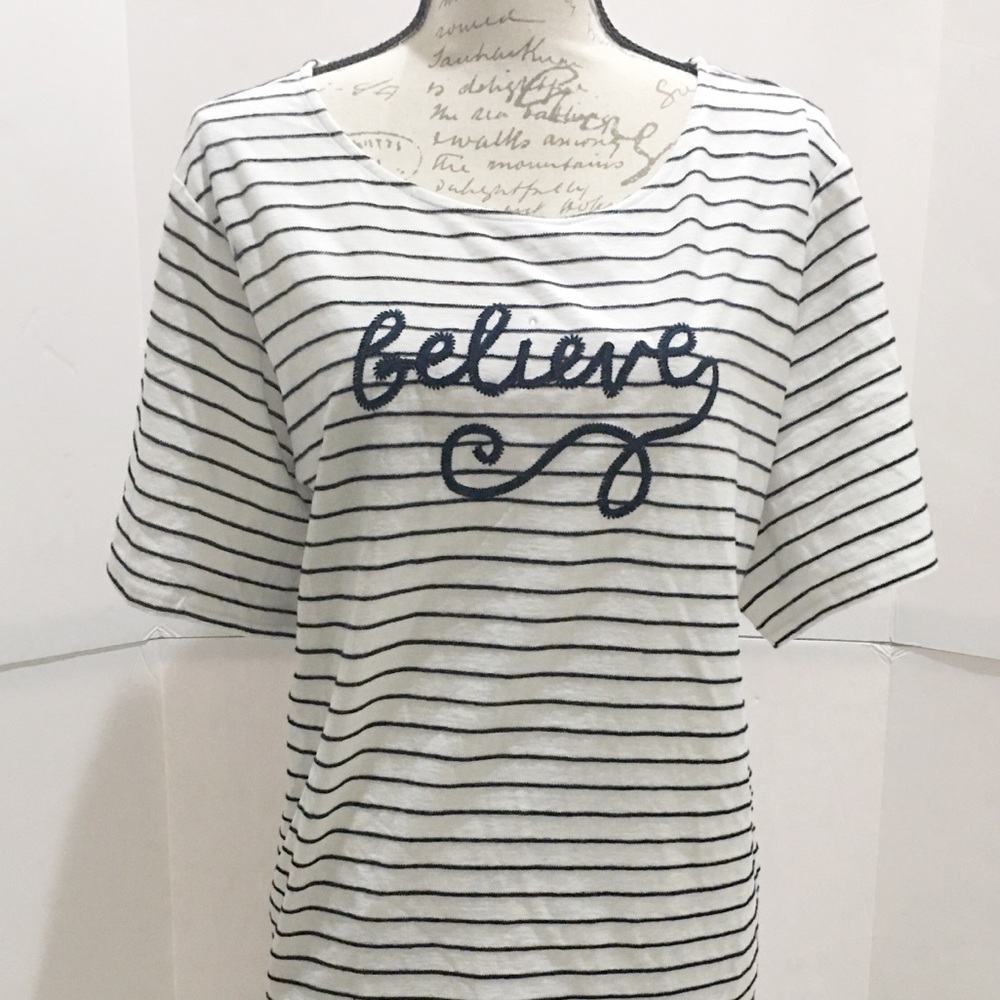 CJ Banks Believe White Short Sleeve 3X tee
